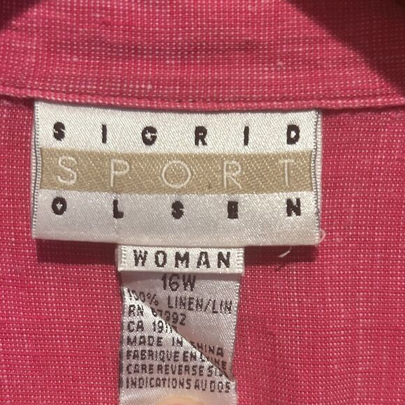 Sigrid Olsen Sport-Pink Linen Button Down Shirt-Marled-Sz 16W-Lagenlook*Read - Picture 2 of 7